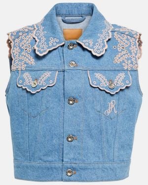Rabanne Embroidered Denim Vest - Blue