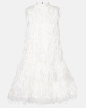 ROKSANDA Bridal Odette Faux Feather-Trimmed Silk Minidress - White