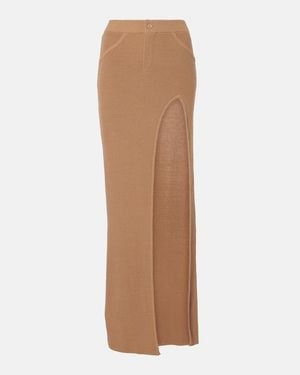 AYA MUSE Faye Ribbed-Knit Cotton-Blend Maxi Skirt - Brown