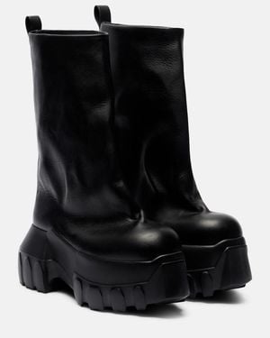 Rick Owens Mega Tractor Leather Mid-Calf Boots - Black