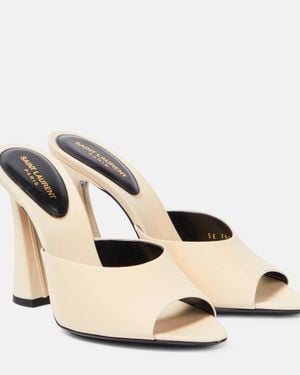 Saint Laurent Suite Silk Satin Mules - Natural