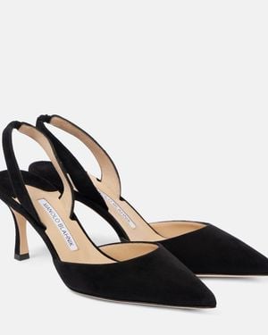 Manolo Blahnik Carolyne 70 Suede Slingback Court Shoes - Black