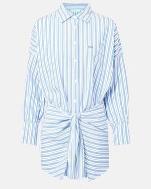 Melissa Odabash Sara Striped Cotton Shirt Dress - Blue