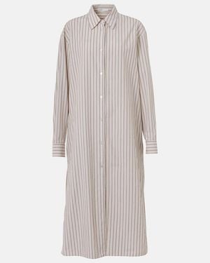 The Row Chihiro Striped Cotton Shirt Dress - Grey