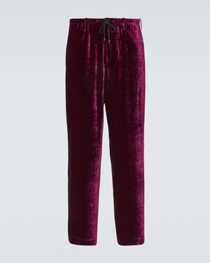 Dries Van Noten Velvet Joggers - Red