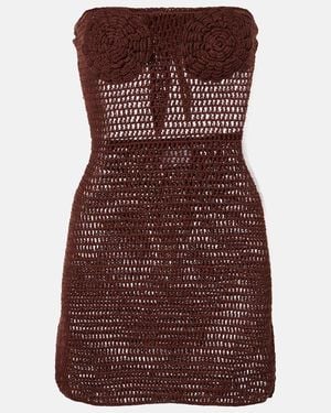 Anna Kosturova Floral Crochet Cotton Bustier Dress - Purple