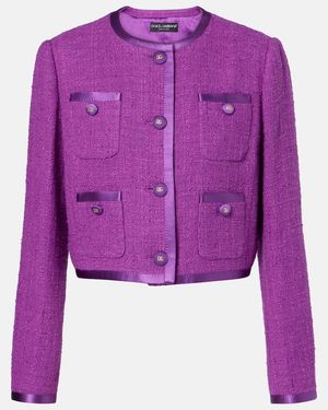 Dolce & Gabbana Cotton And Silk-Blend Tweed Jacket - Purple