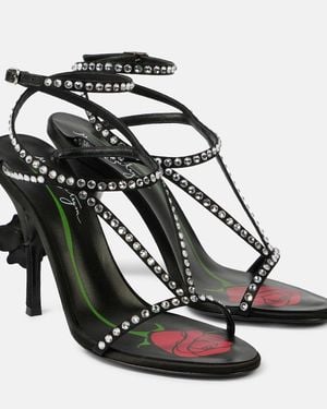 Magda Butrym Crystal-Embellished Satin Sandals - Black