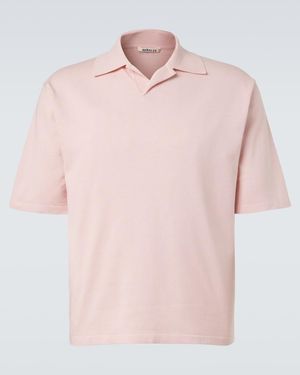 AURALEE Silk Polo Shirt - Pink