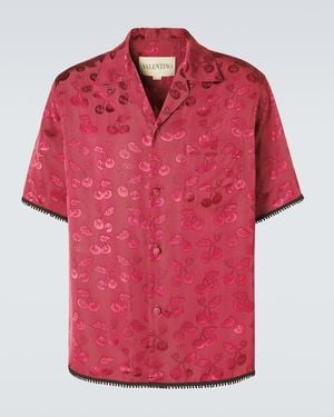 Valentino Cherryfic Jacquard Bowling Shirt - Red