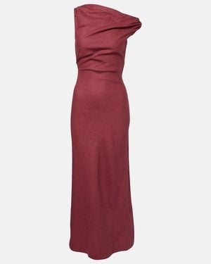 Faithfull the Brand Suis Asymmetric Linen Maxi Dress - Purple