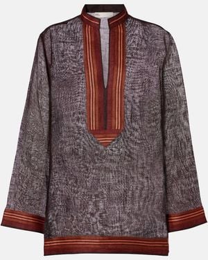 Tory Burch Sheer Linen Kaftan - Brown