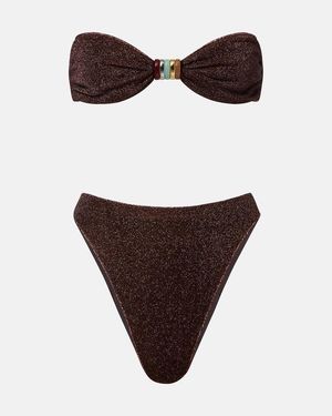 Oséree Lumiere Ring-Detail Bikini - Brown