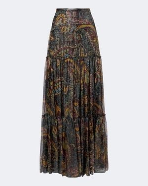 Etro Falda Larga En Mezcla De Seda Con Paisley - Multicolor