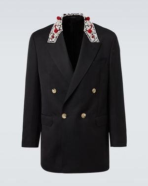 Simone Rocha Embellished Double-Breasted Blazer - Black