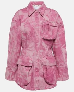Blumarine Camouflage Denim Cargo Jacket - Pink
