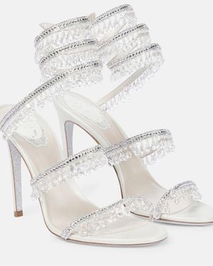 Rene Caovilla Cleo Crystal-embellished Satin Sandals - White