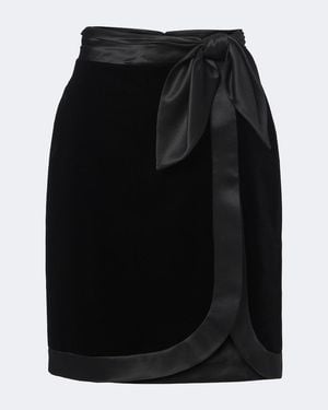 Saint Laurent Silk-Trimmed Velvet Wrap Skirt - Black