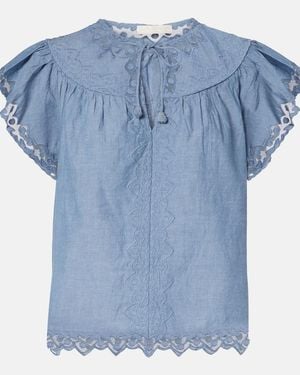 Ulla Johnson Top Effie Aus Baumwolle Mit Spitze - Blau
