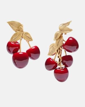 Saint Laurent Cassandre Asymmetric Clip-On Earrings - Red