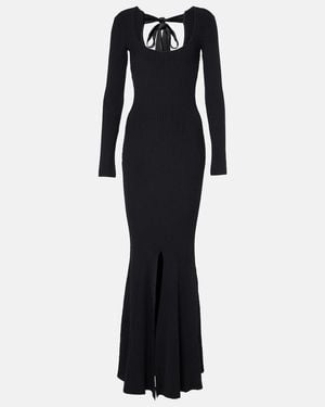 David Koma Ribbed-Knit Open-Back Jersey Gown - Black