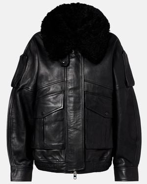 Agolde Avril Oversized Leather Jacket - Black
