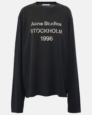Acne Studios Logo-Print Distressed T-Shirt - Black