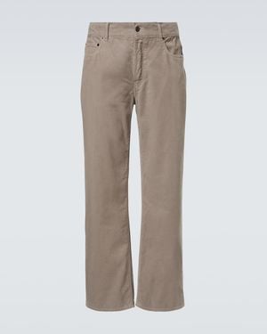 The Row Rossen Cotton Corduroy Straight Trousers - Grey