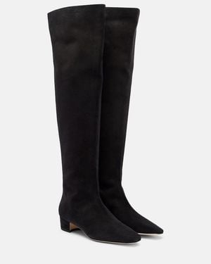 Manolo Blahnik Gore Suede Over-The-Knee Boots - Black