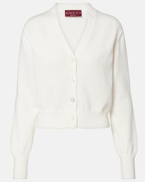 Gucci Cardigan Gg En Coton - Blanc