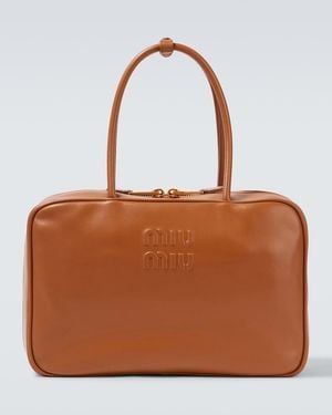 Miu Miu Beau Large Leather Tote Bag - Brown