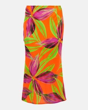 Louisa Ballou Printed Bias Midi Skirt - Multicolour