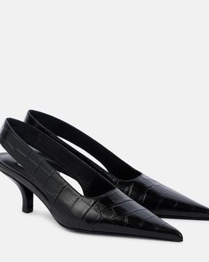 TOTEME Croc-Effect Leather Slingback Court Shoes - Black