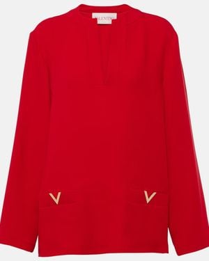 Valentino Vgold Cady Couture Silk Top - Red