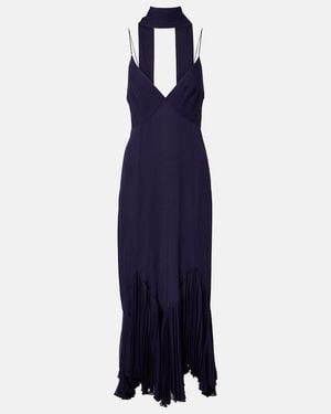 KHAITE Candita Scarf-Detail Silk Midi Dress - Blue