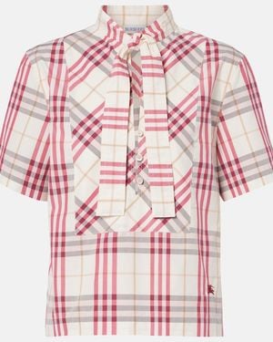 Burberry Olea Check Cotton Blouse - Pink