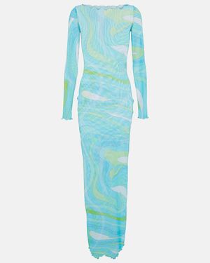 PUCCI Marmo Mesh Maxi Dress - Blue
