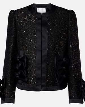 Noir Kei Ninomiya Jacke Mit Pailletten Und Satinbesatz - Schwarz
