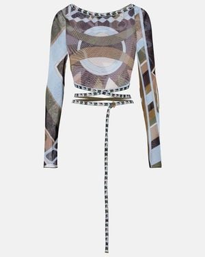 PUCCI Vivara Tulle Crop Top - White