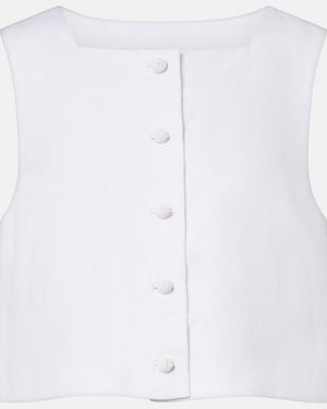 Posse Rio Linen Crop Top - White