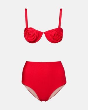 Adriana Degreas Floral-Applique Bikini - Red