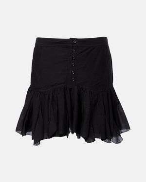 Isabel Marant Daneen Ruffled Cotton-Blend Miniskirt - Black