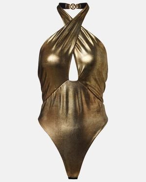 Roberto Cavalli Body Con Cuello Halter - Metálico