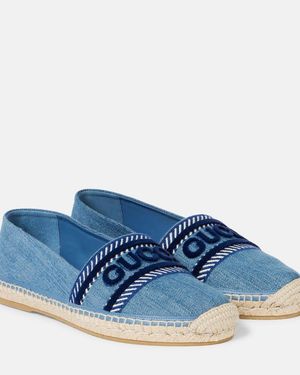 Gucci Ines Espadrilles Aus Denim Mit Applikationen Und Stickereien - Blau