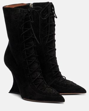 Paris Texas Botas Con Cordones Nina 105 De Ante - Negro