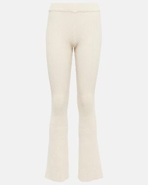 Ami Paris Ribbed-Knit Pants - Natural