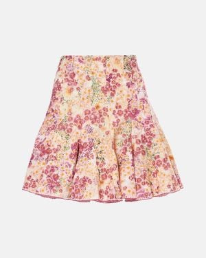 Agua Bendita Minirock Cerezo Florecer Aus Leinen - Pink