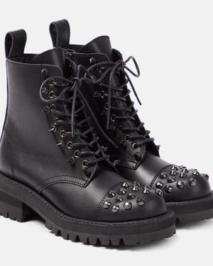 Junya Watanabe Embellished Leather Biker Boots - Black