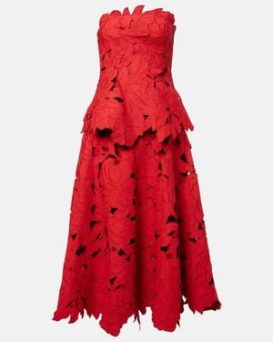 Jonathan Simkhai Audrey Peplum Lace Midi Dress - Red