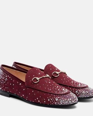 Gucci Jordaan Leather-Trimmed Canvas-Jacquard Loafers - Rot